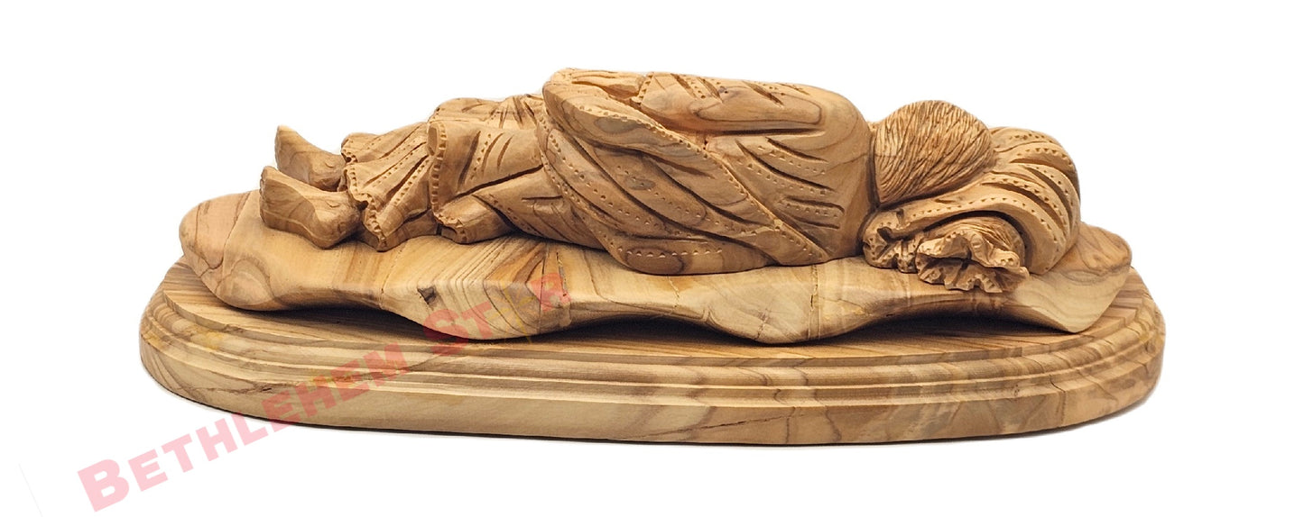 Handmade Olive Wood Sleeping St. Joseph Statue from the holy lands Medium