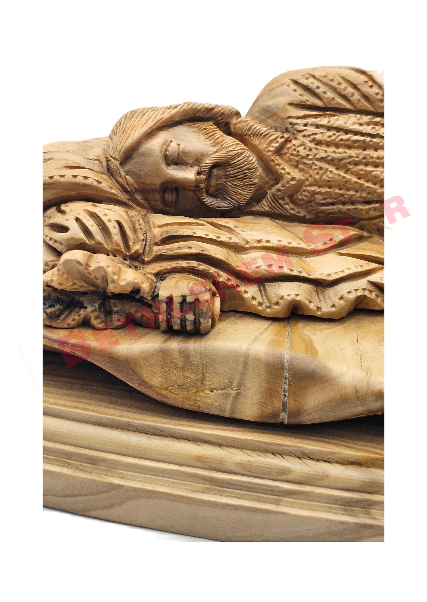 Handmade Olive Wood Sleeping St. Joseph Statue from the holy lands Medium