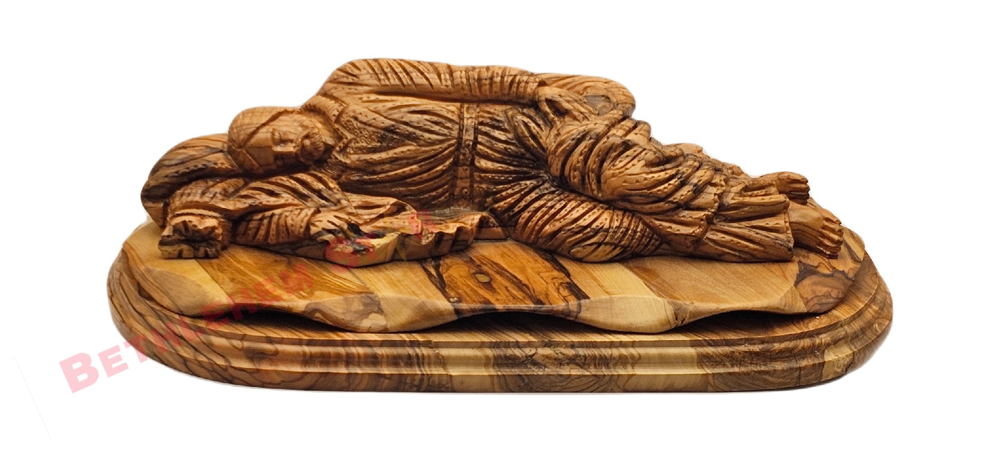 Handmade Olive Wood Sleeping St. Joseph Statue from the holy lands large