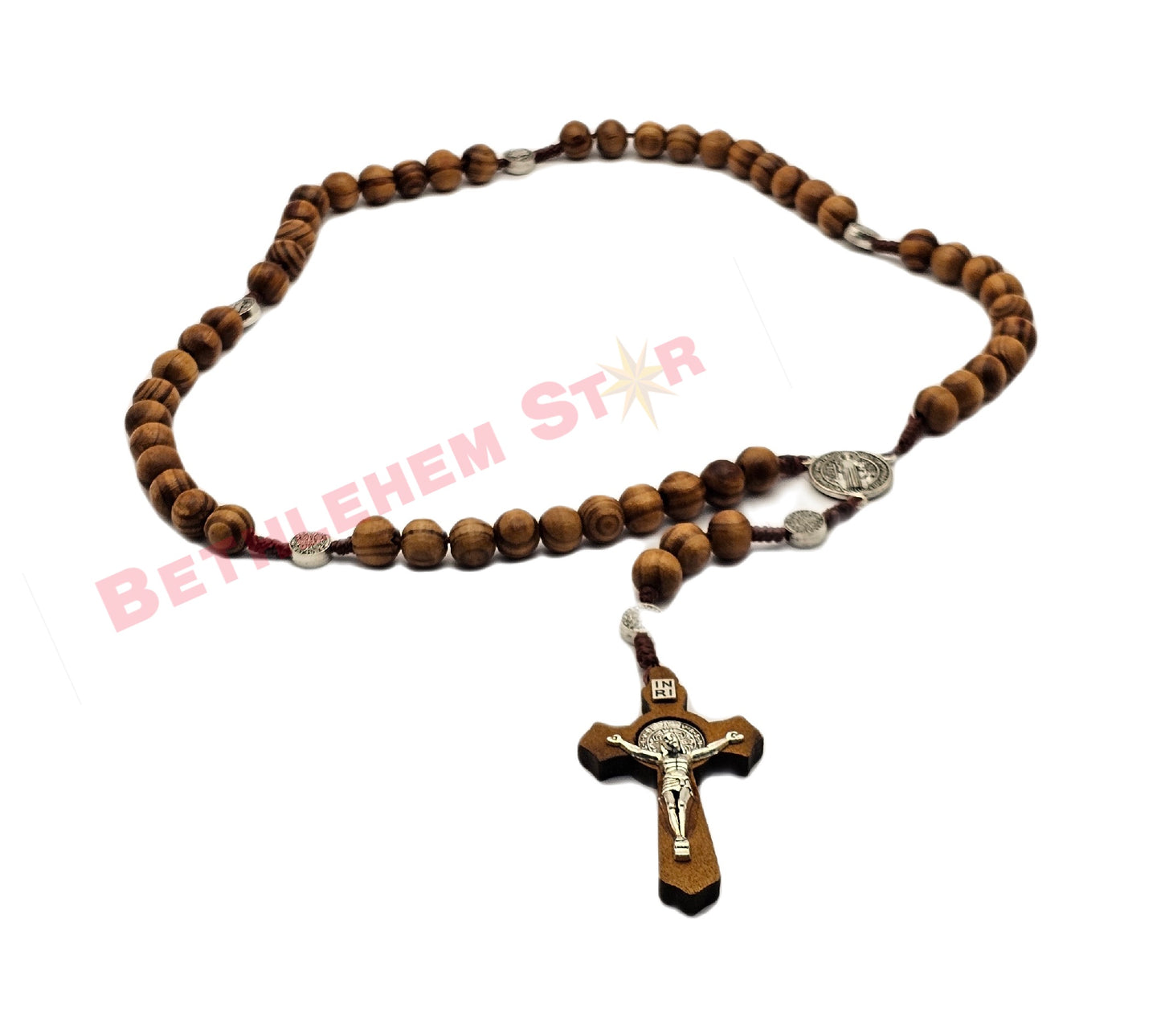 wooden rosary necklace