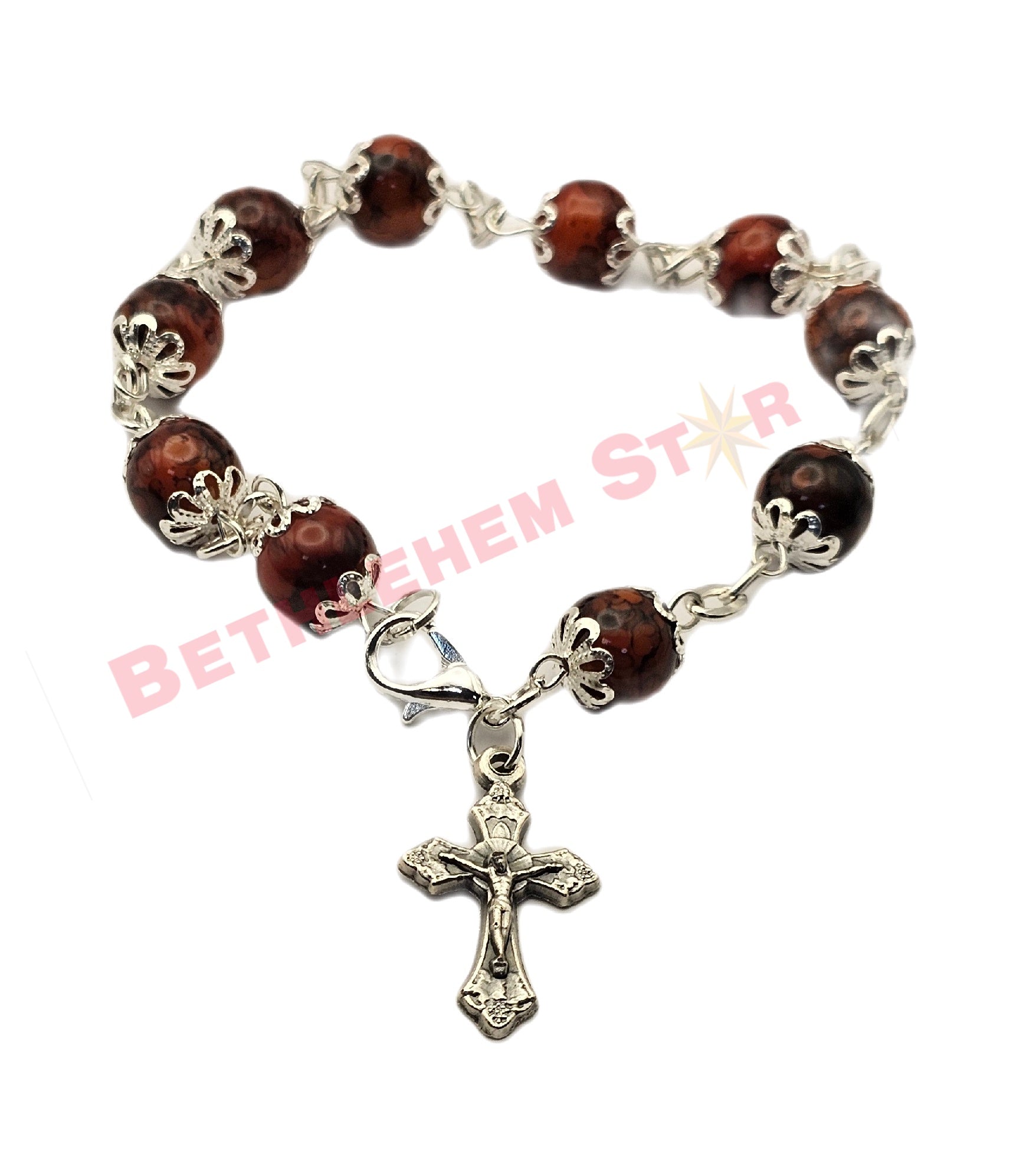 orange and black rosary bracelet