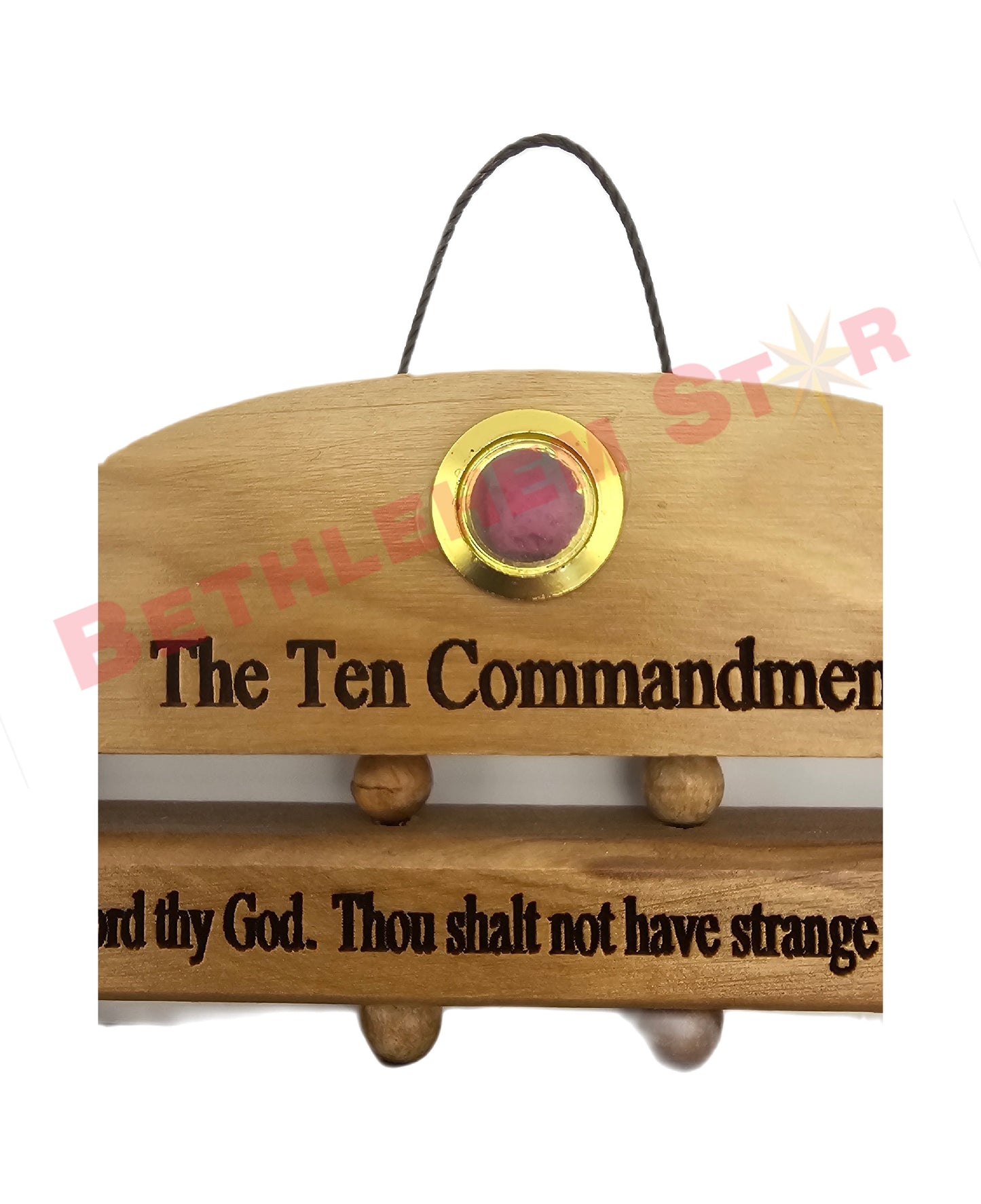 Ten Commandments Olive Wood Hand Made in the Holy land 10.5" Wall Hanging in English