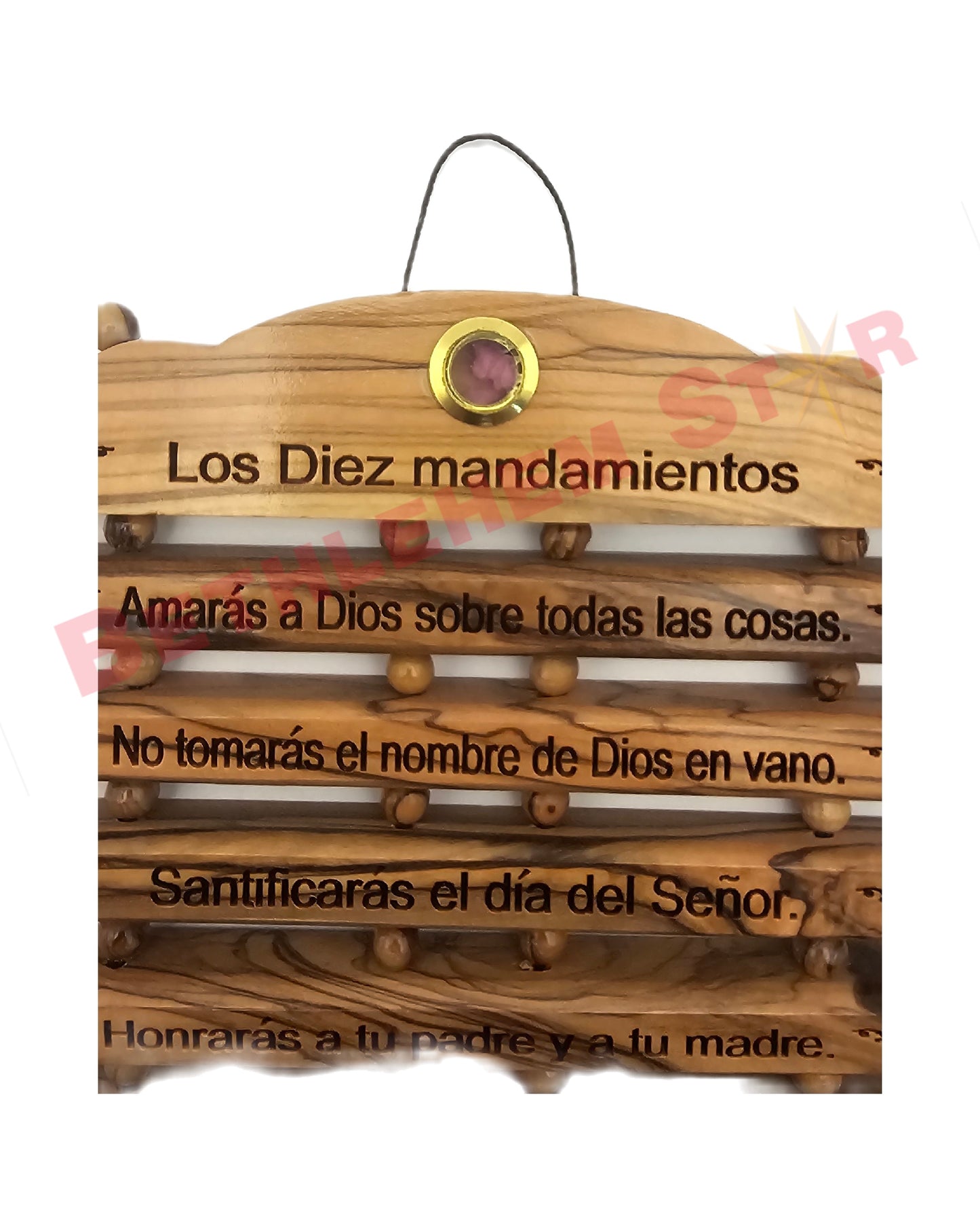 Ten Commandments Olive Wood Hand Made in the Holy land 10.5" Wall Hanging in Spanish