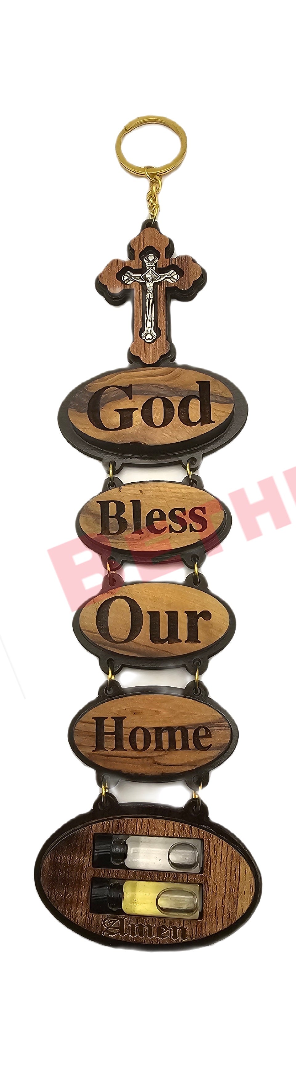 olive wood 10" God Bless our home design made in the holy lands  English