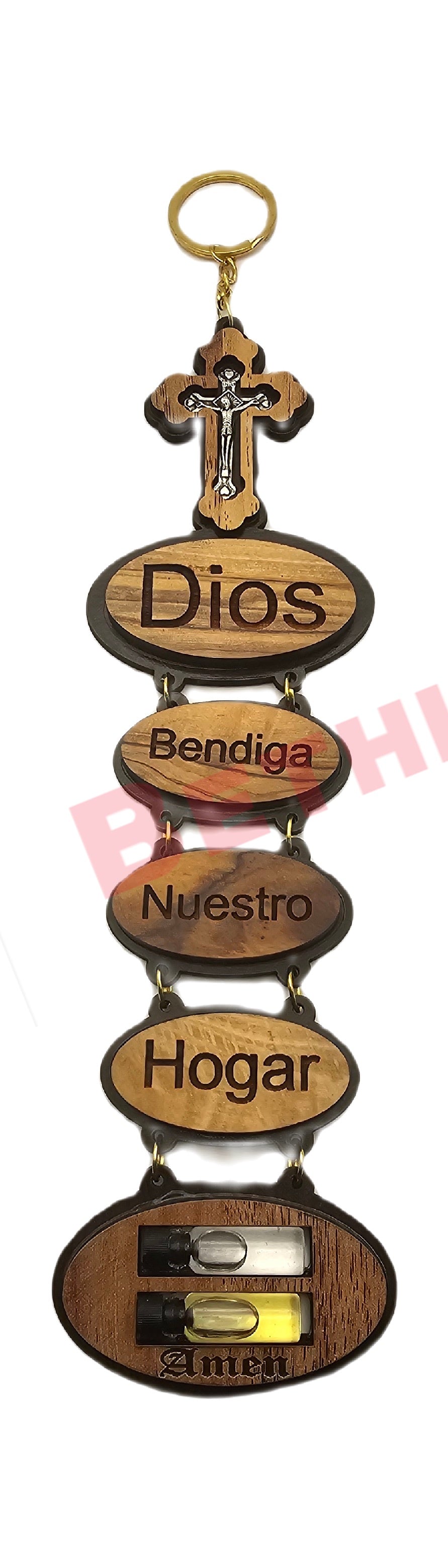 olive wood 10"God Bless our home design made in the holy lands  Spanish