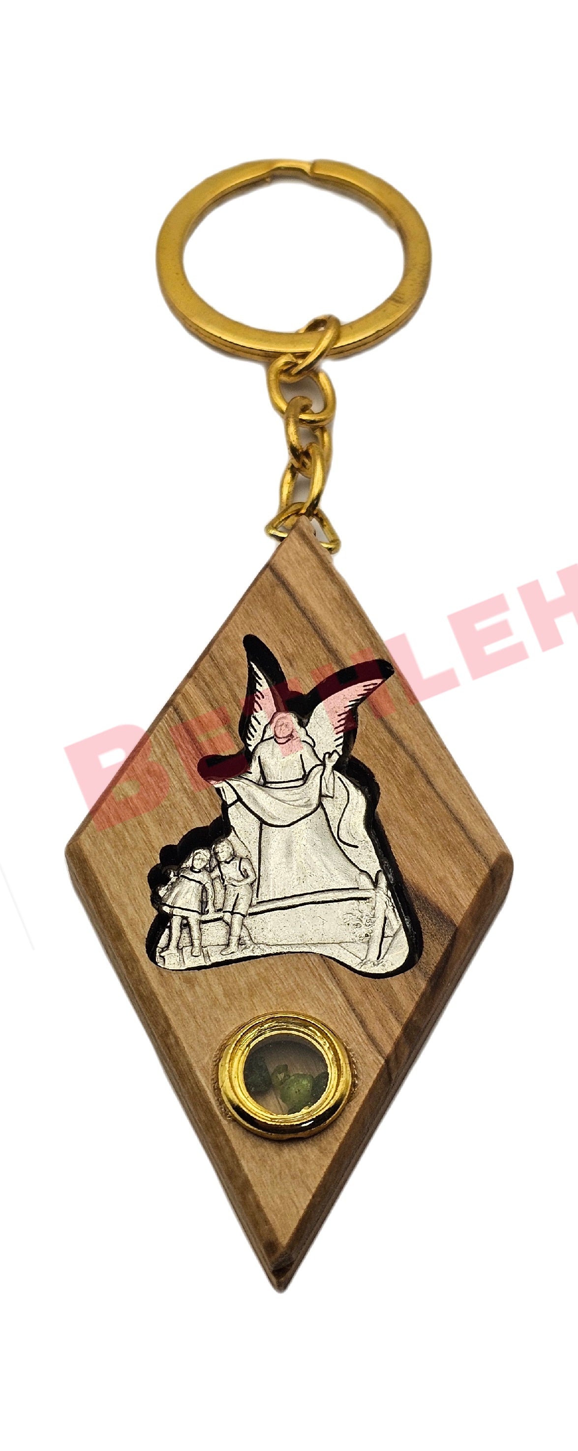 Guardian Angel Olive Wood Keychain With Incense Made In The Holy Land Bethlehem