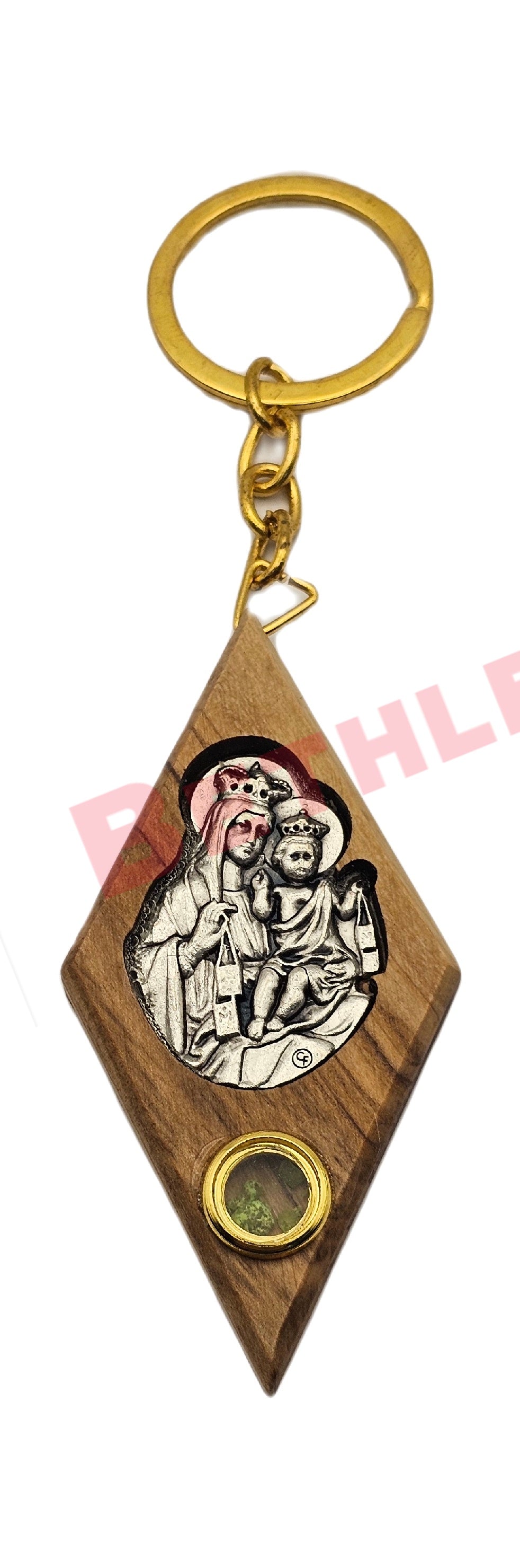 Jerusalem Virgin Marry Olive Wood Keychain With Incense Made In The Holy Land Bethlehem