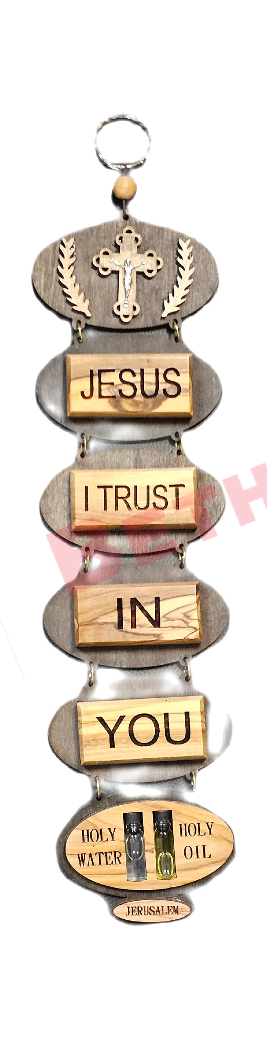 Jesus I Trust In You’ Olive Wood Hanging Design