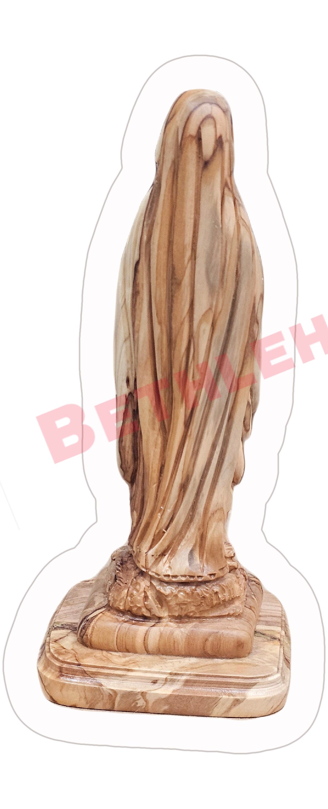 Handcrafted Olive Wood Virgin Mary with Rosary Statue from the holy lands