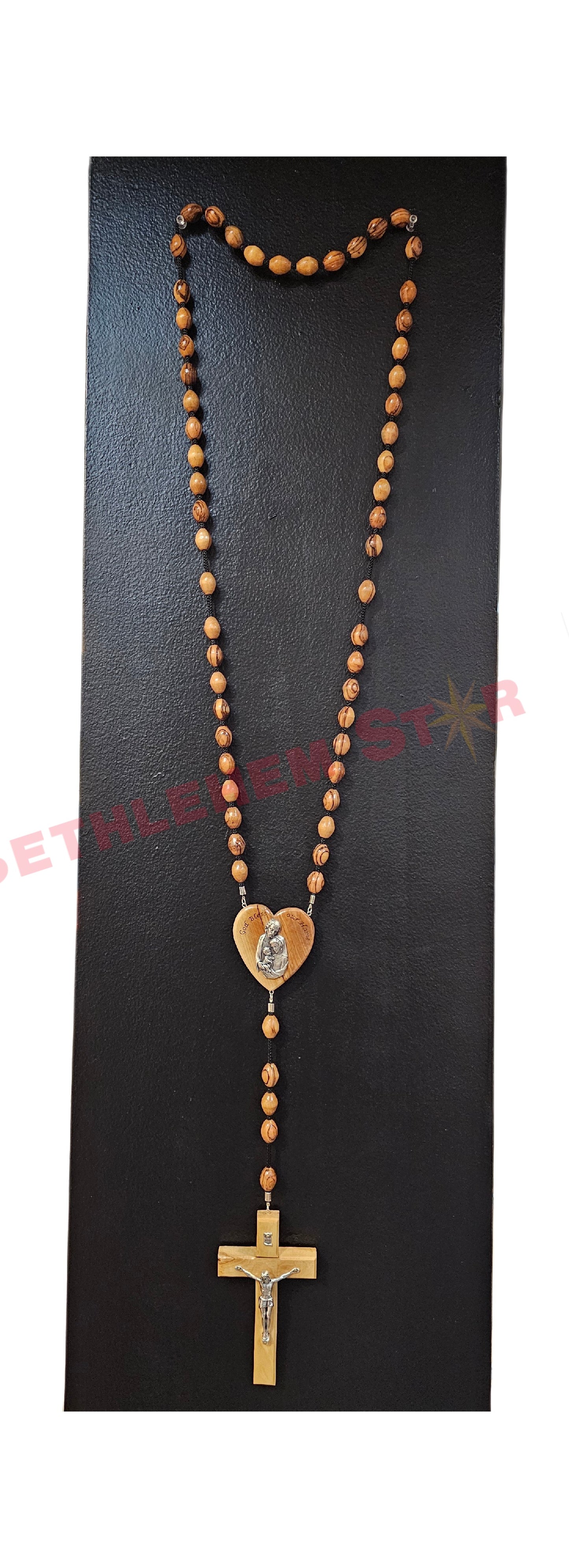 Olive Wood Large Wall Rosary From the Holy Lands