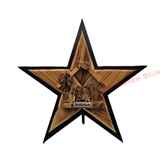 Olive wood Nativity Star hand carved from the holy lands