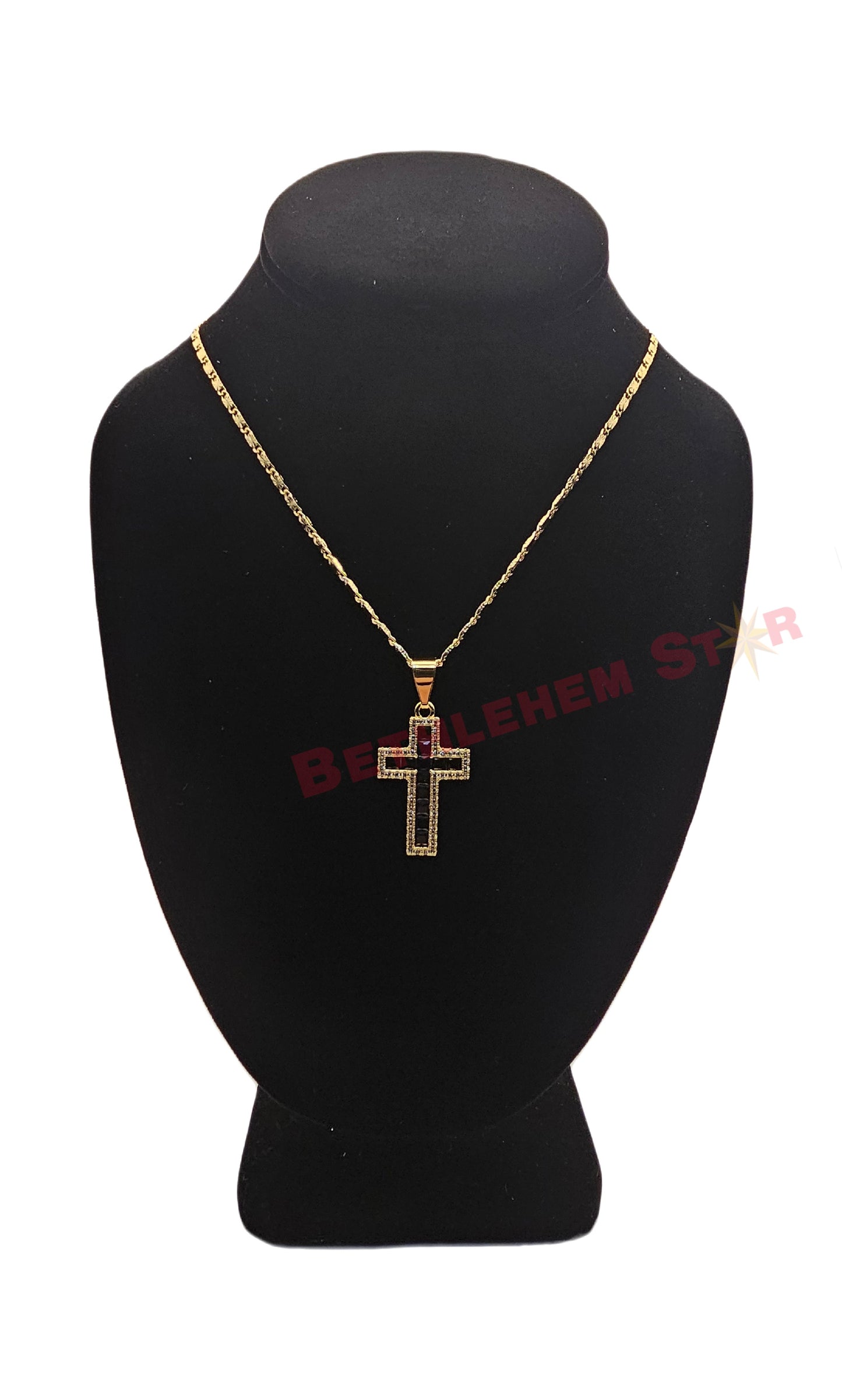 Beautiful 18K Gold Plated with an amazing black and clear crystal design 20" Necklace