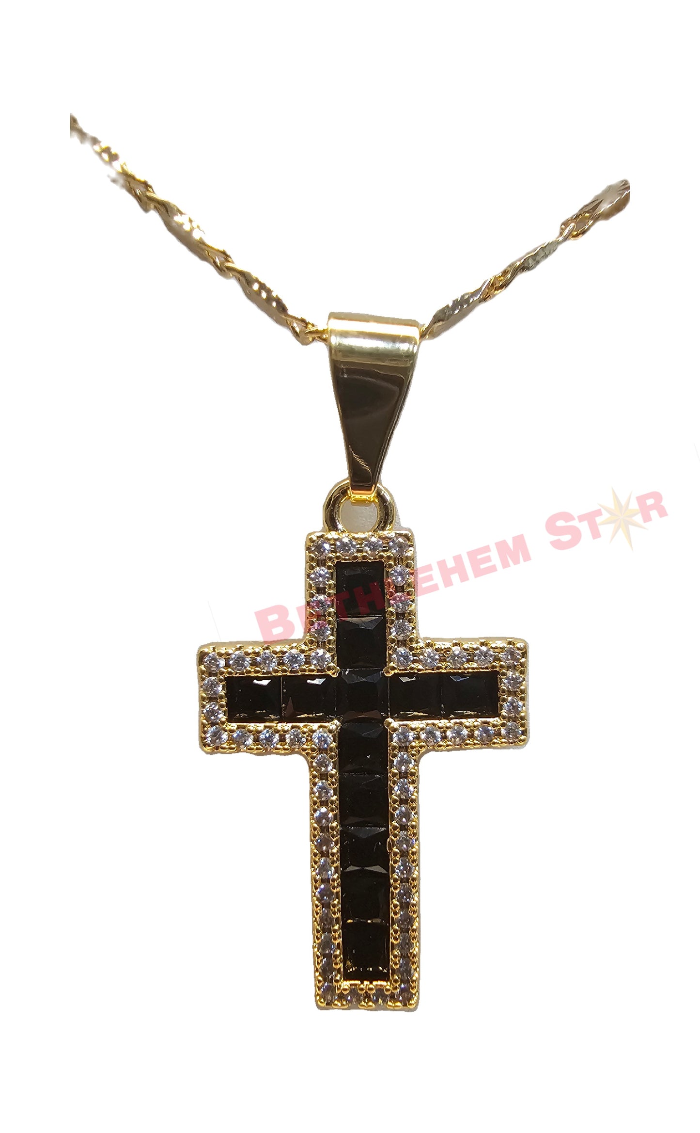 Beautiful 18K Gold Plated with an amazing black and clear crystal design 20" Necklace