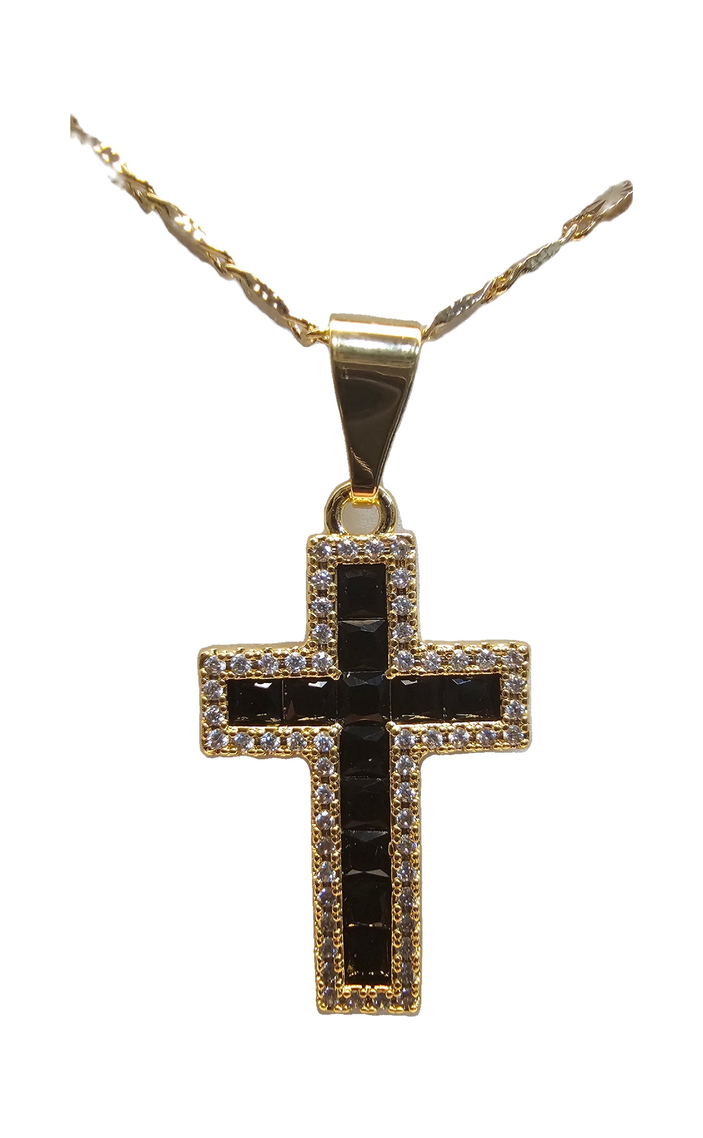 Beautiful 18K Gold Plated with an amazing black and clear crystal design 20" Necklace