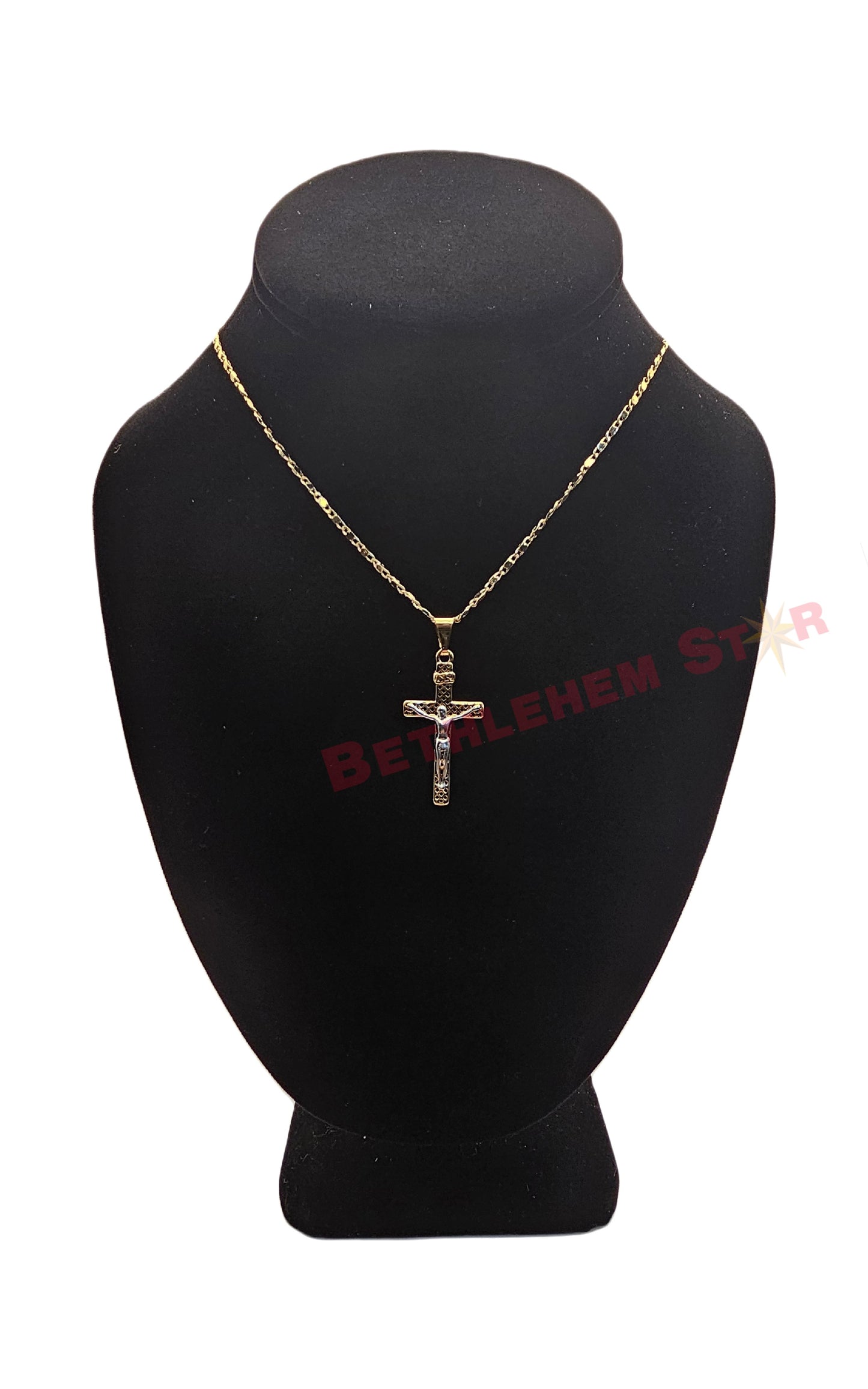 Beautiful 18K Gold Plated Crucifix 20" Necklace