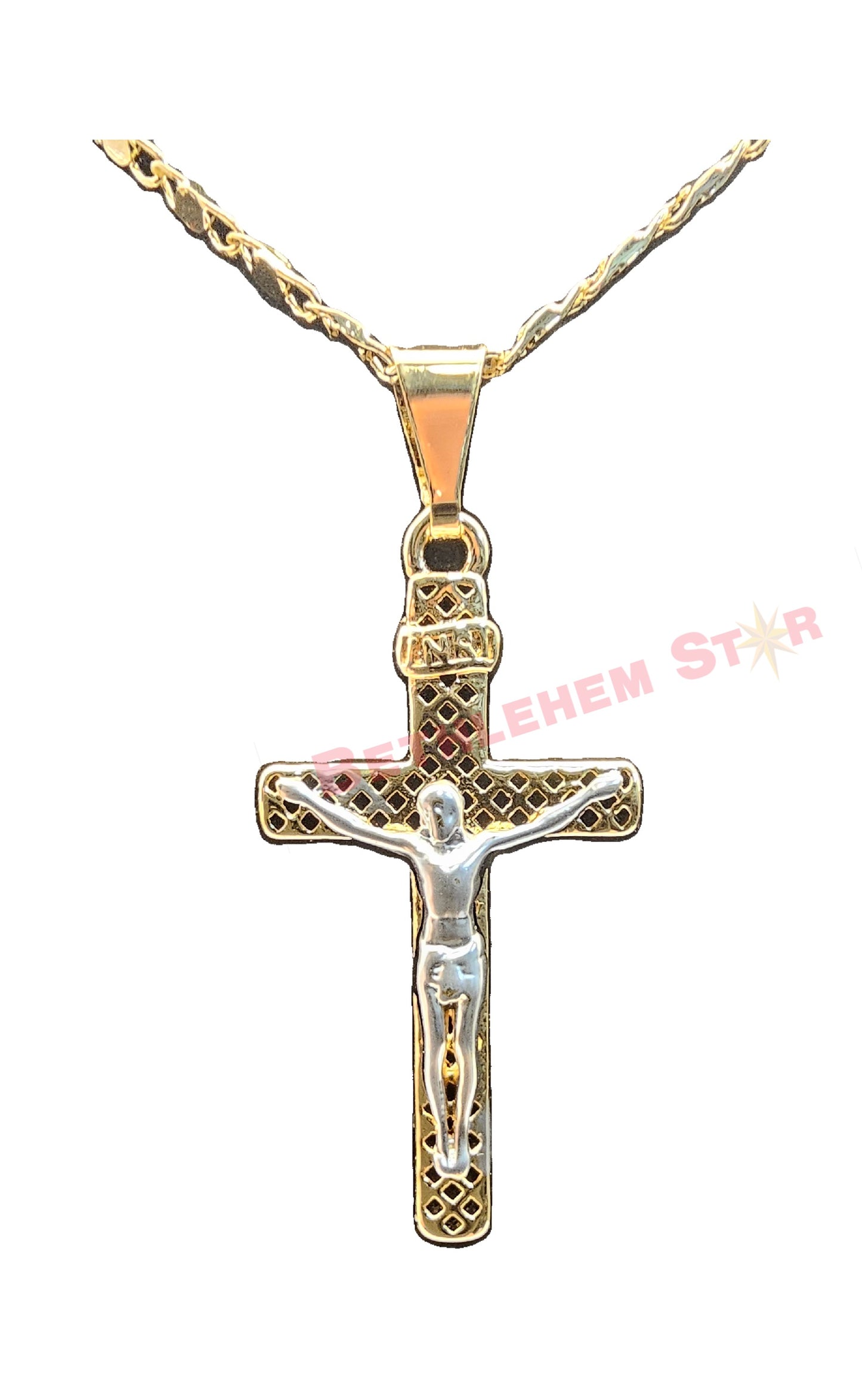 Beautiful 18K Gold Plated Crucifix 20" Necklace