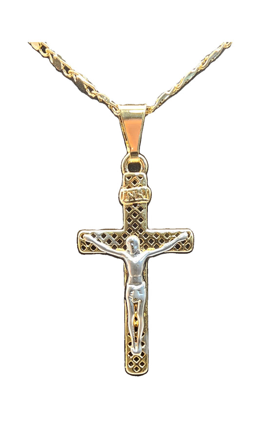 Beautiful 18K Gold Plated Crucifix 20" Necklace