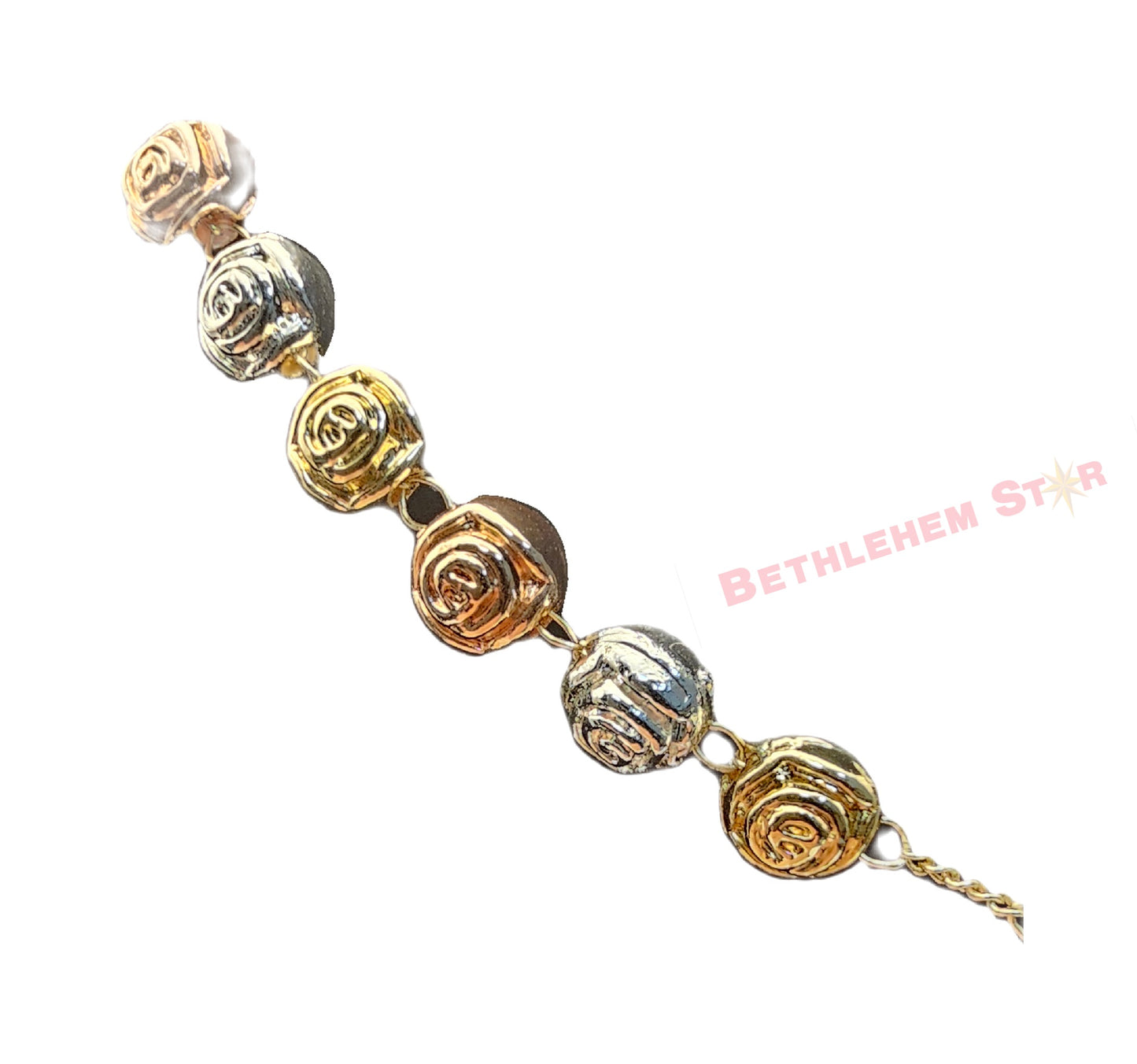 Gold Plated Virgin Mary Rosary with Floral Beads