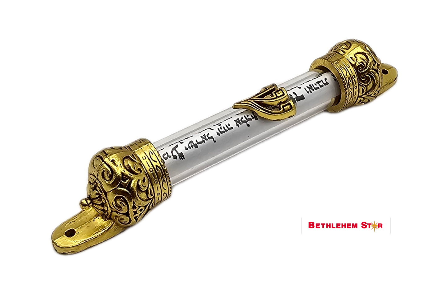 Gold Plated Crown Cover 4.6 inch Mezuzah & Scroll, Judaica Israel Gift Jewish Door Mezuza from Jerusalem (Gold Crown)