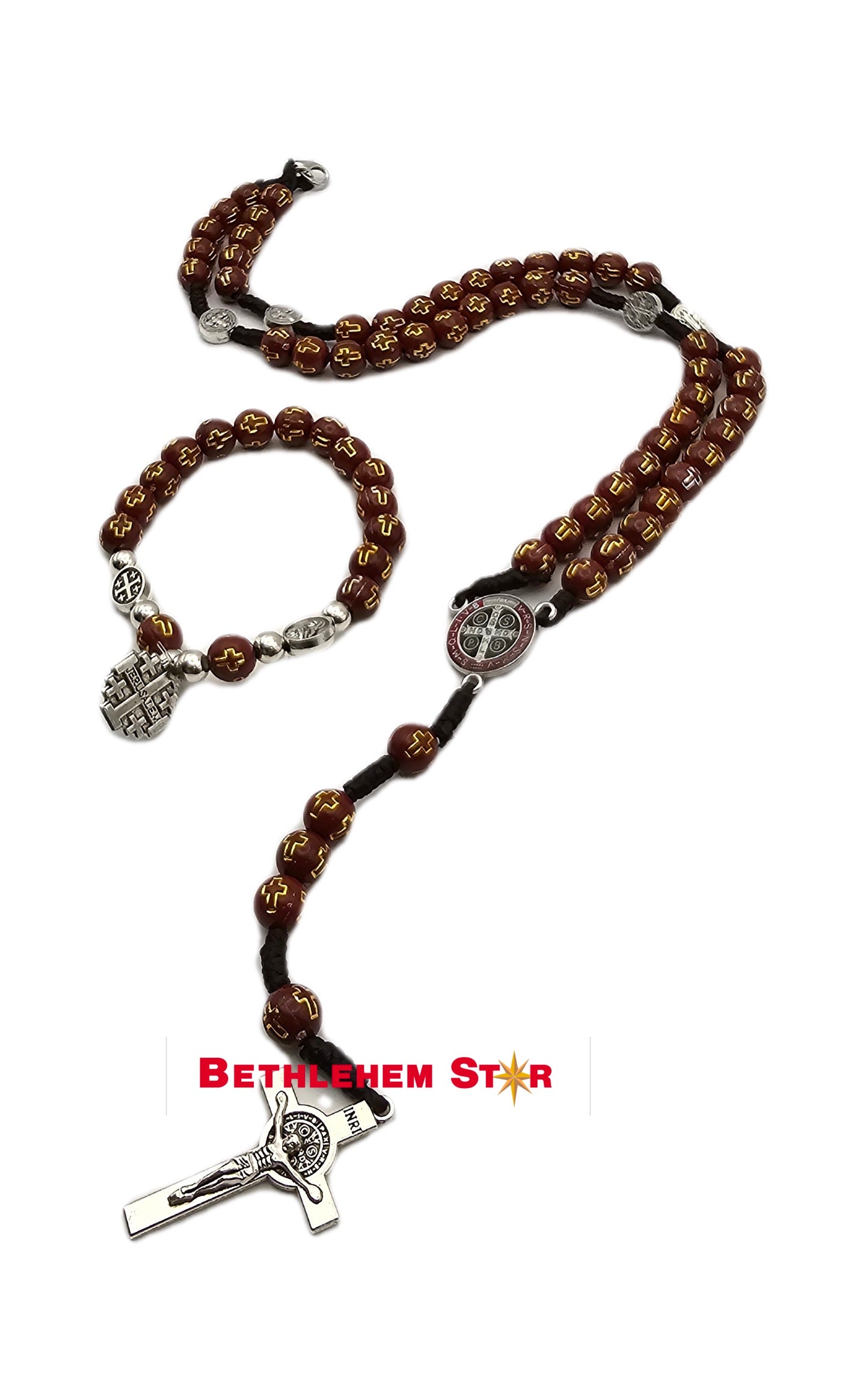 Saint Benedict Rosary and matching bracelet hand made in the holy lands