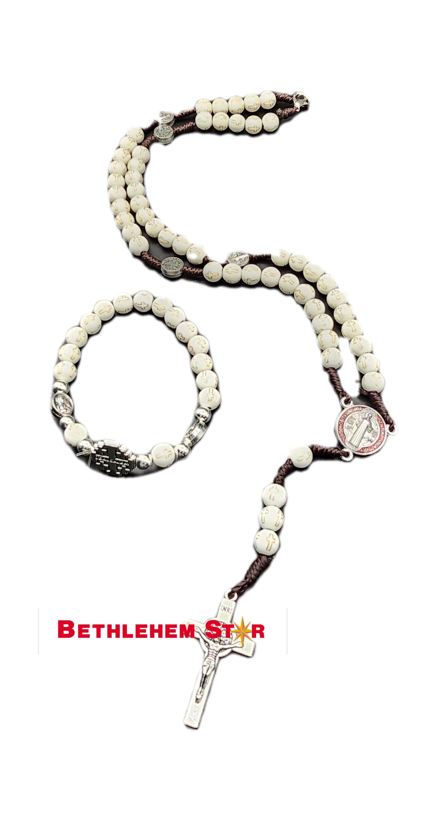 Saint Benedict Rosary and matching bracelet hand made in the holy lands